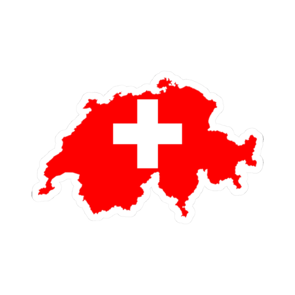 Flag-map of Switzerland (Switzerland) STICKER Vinyl Kiss-Cut Decal