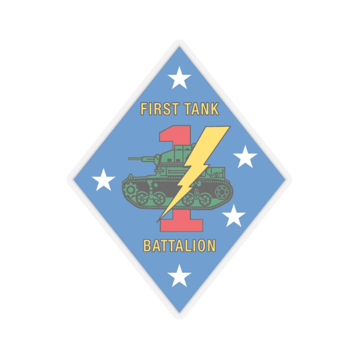 1st Tank Battalion v2 (USMC) STICKER Vinyl Kiss-Cut Decal-4" × 4"-Transparent-The Sticker Space