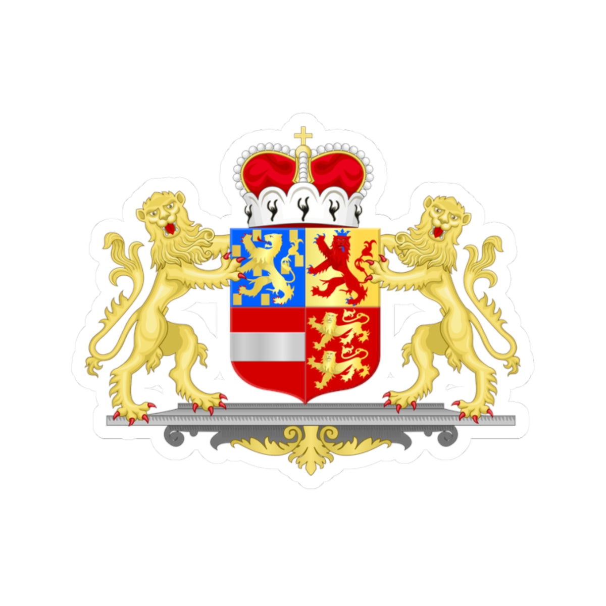 Achievement of Nassau Dillenburg Princes 1559-1739 (Netherlands) (Coat of Arms) STICKER Vinyl Kiss-Cut Decal