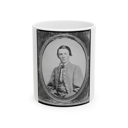 Wm. Francis Jones, Pvt., 5th Virginia Cavalry, C.S.A., Half-Length Portrait, Seated, Facing Front (U.S. Civil War) White Coffee Mug
