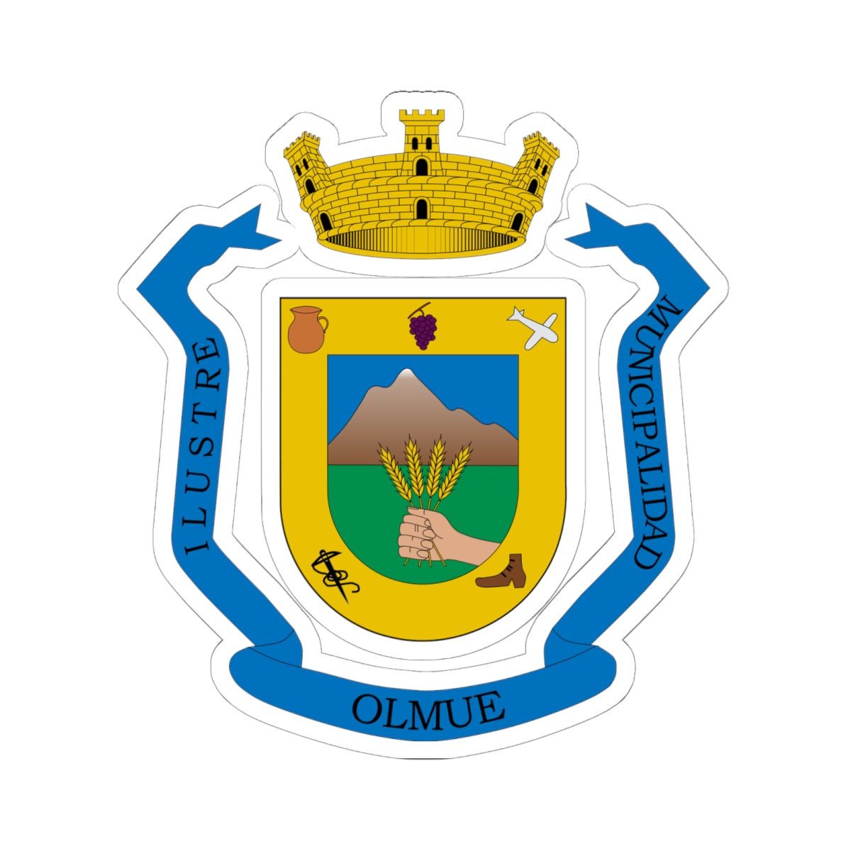 Escudo de Olmué (Chile) (Coat of Arms) STICKER Vinyl Kiss-Cut Decal