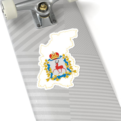 Flag-map of Nizhny Novgorod Oblast (Russia) STICKER Vinyl Kiss-Cut Decal