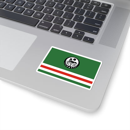 Flag of Chechen Republic of Ichkeria with Coat of Arms (Russia) STICKER Vinyl Kiss-Cut Decal