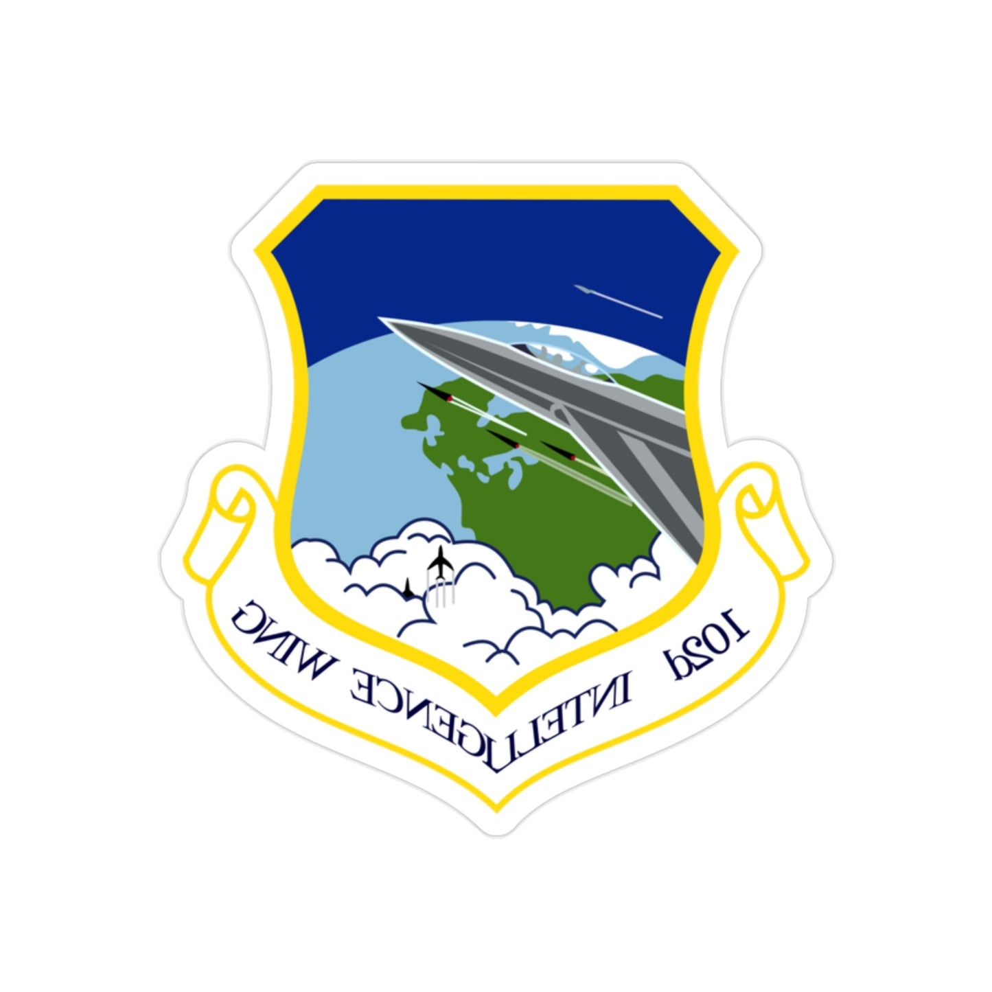 1014px 102nd Intelligence Wing emblem (U.S. Air Force) REVERSE PRINT Transparent STICKER-2" × 2"-The Sticker Space