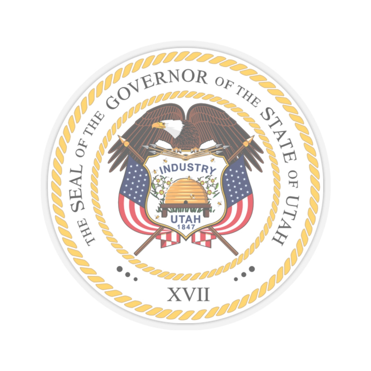 Seal of the Governor of Utah v2 - STICKER Vinyl Kiss-Cut Decal