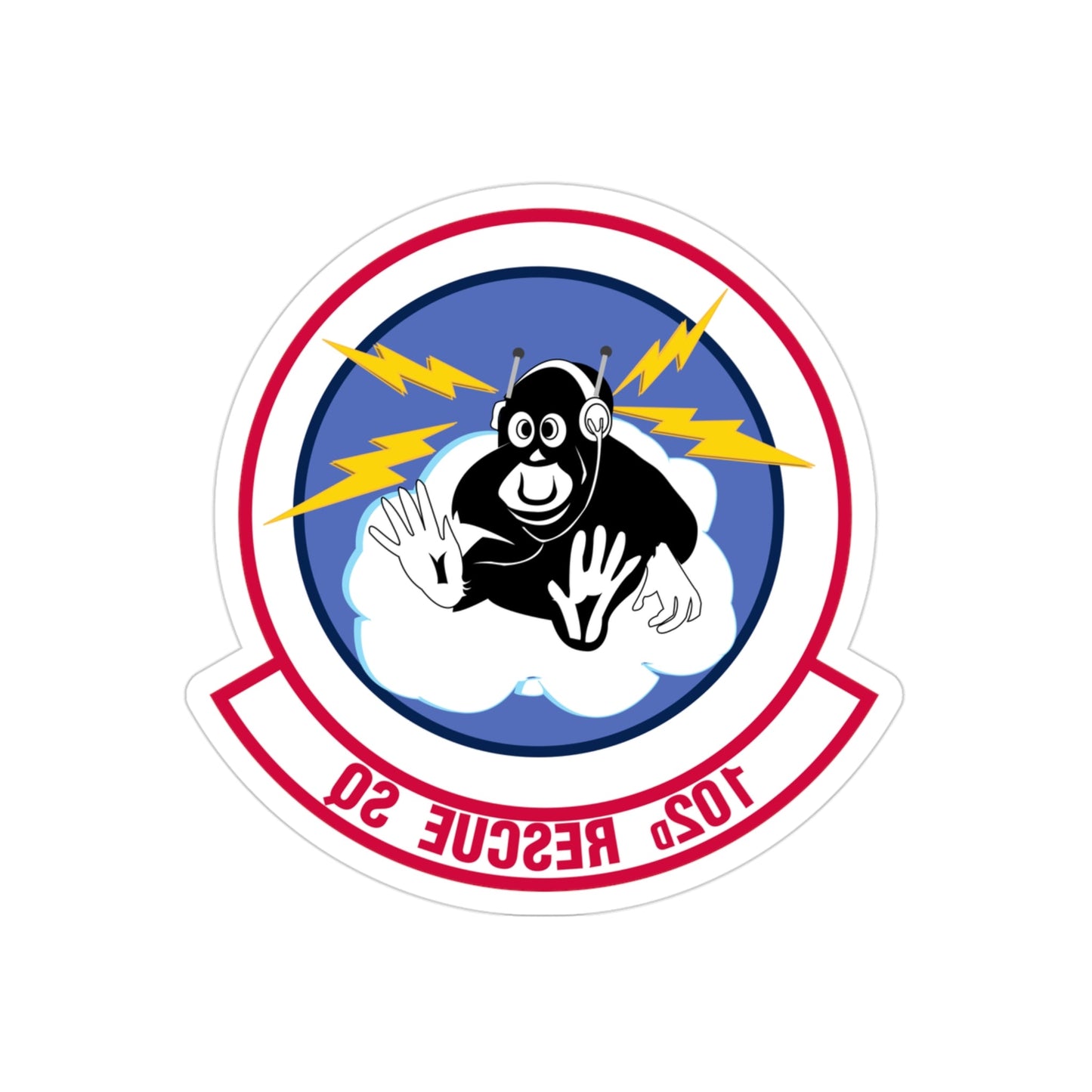 102d Rescue Squadron (U.S. Air Force) REVERSE PRINT Transparent STICKER-3" × 3"-The Sticker Space