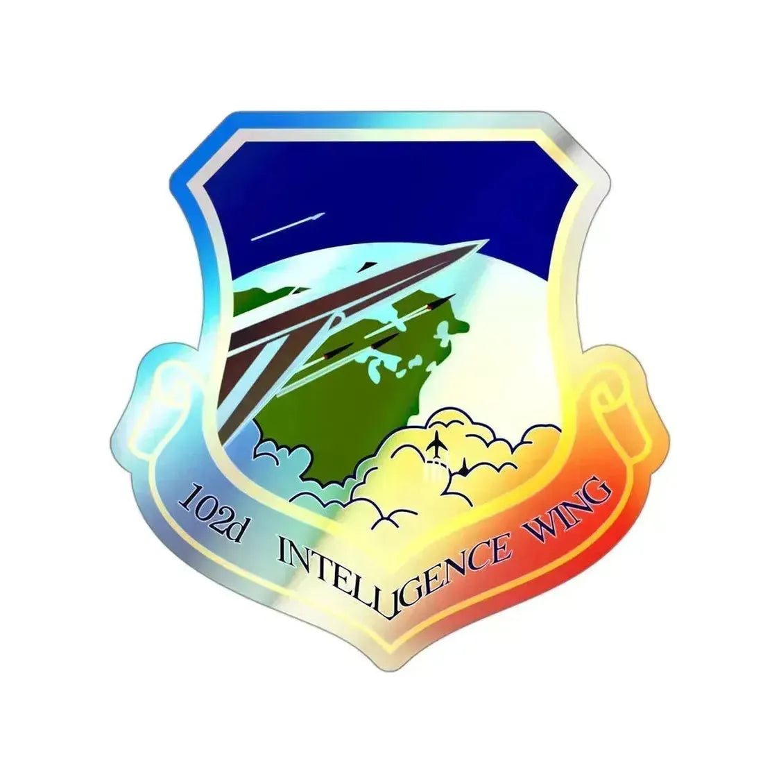 102nd Intelligence Wing (U.S. Air Force) Holographic STICKER Die-Cut Vinyl Decal 3 Inch Holographic - The Sticker Space