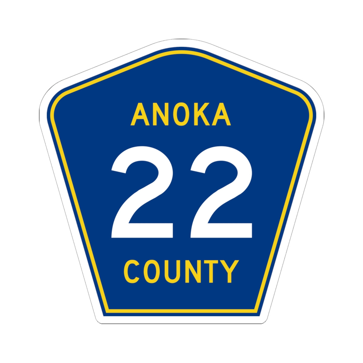 Anoka County 22 (Minnesota) (Road Sign) STICKER Vinyl Kiss-Cut Decal