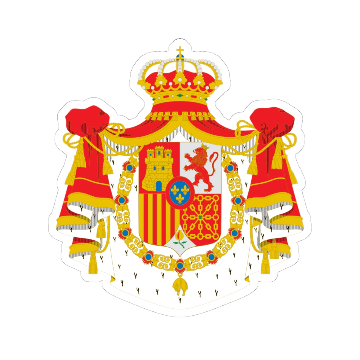 Armas abreviadas del rey de España 1864-1931 (Spain) (Coat of Arms) STICKER Vinyl Kiss-Cut Decal