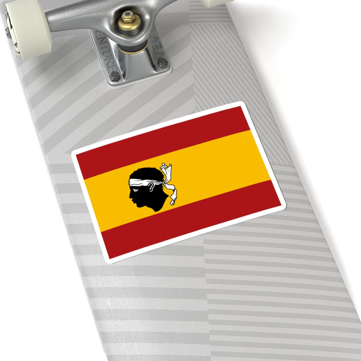 Flag of Spain with a Moors head in the center (Spain) STICKER Vinyl Kiss-Cut Decal