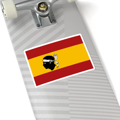 Flag of Spain with a Moors head in the center (Spain) STICKER Vinyl Kiss-Cut Decal