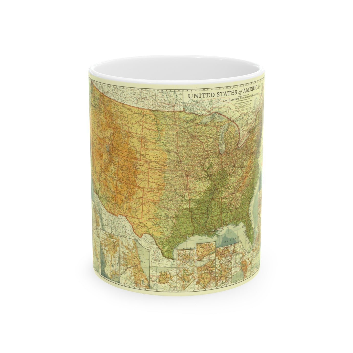 USA - The United States (1923) (Map) White Coffee Mug-11oz-The Sticker Space