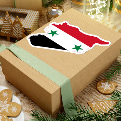 Flag map of Syria 1958-1961 19802024 (Syria) STICKER Vinyl Kiss-Cut Decal