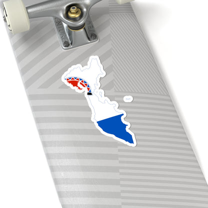 Flag-map of Kamchatka Krai (Russia) STICKER Vinyl Kiss-Cut Decal