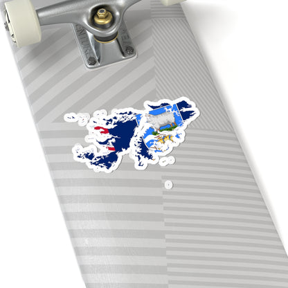Flag-map of the Falkland Islands (United Kingdom) STICKER Vinyl Kiss-Cut Decal