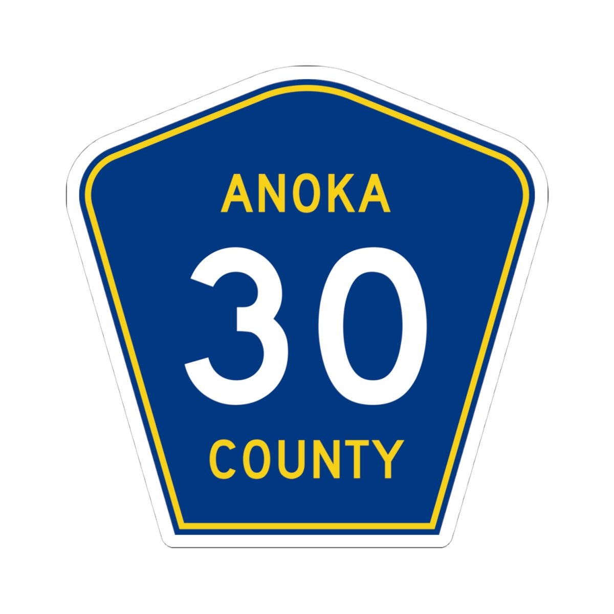 Anoka County 30 (Minnesota) (Road Sign) STICKER Vinyl Kiss-Cut Decal