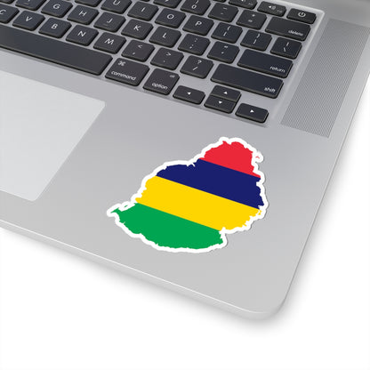 Map of Mauritius with flag (Mauritius) STICKER Vinyl Kiss-Cut Decal