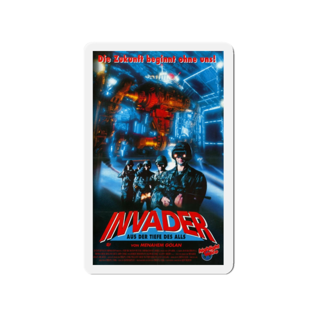 INVADER 1991 Movie Poster - Refrigerator Magnet-2" x 2"-Die-Cut-1 pc-The Sticker Space