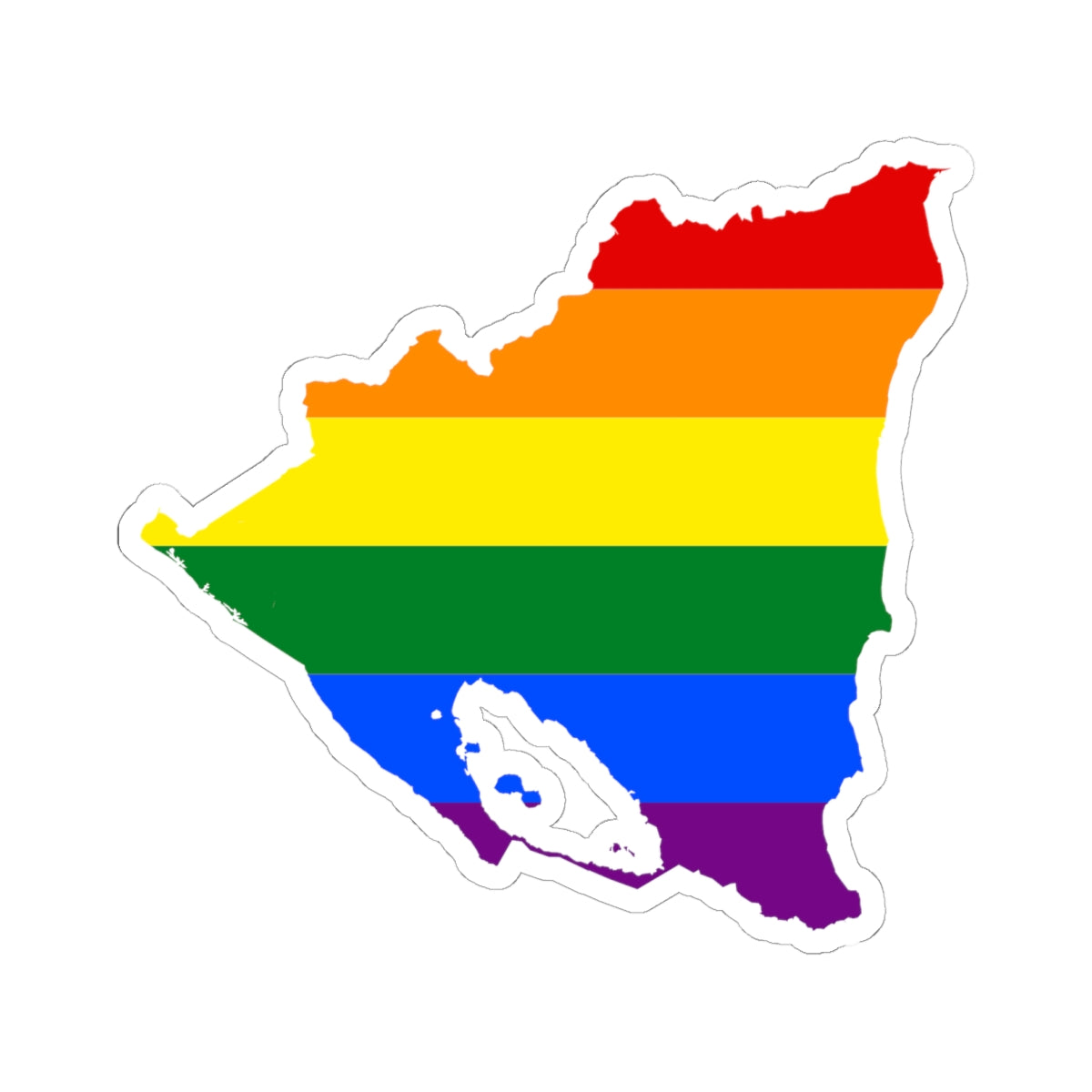 LGBT flag map of Nicaragua (Nicaragua) STICKER Vinyl Kiss-Cut Decal