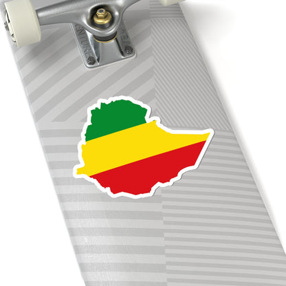 Flag map of Ethiopia 1993-1996 (Ethiopia) STICKER Vinyl Kiss-Cut Decal