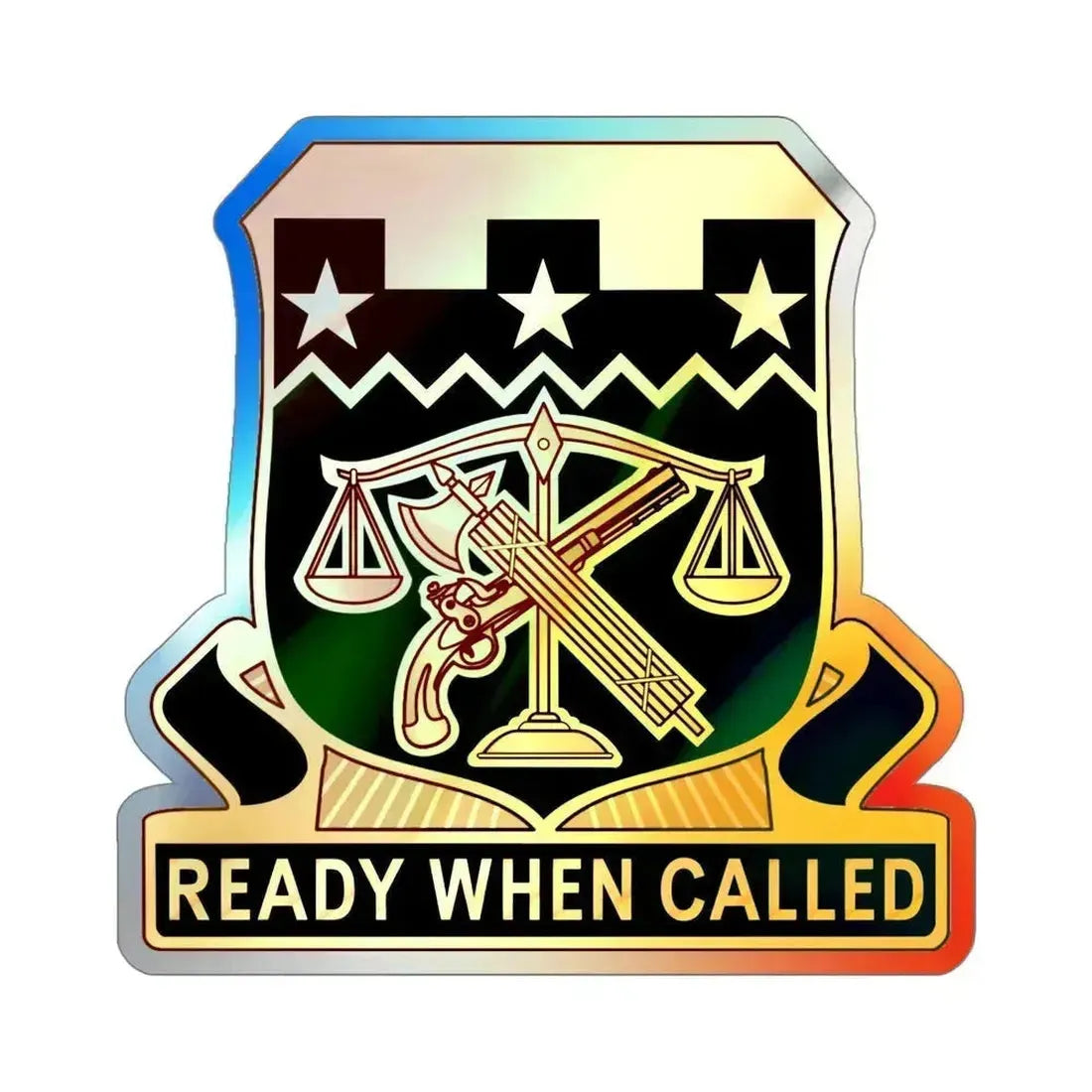 105 Military Police Battalion (U.S. Army) Holographic STICKER Die-Cut Vinyl Decal 4 Inch Holographic - The Sticker Space