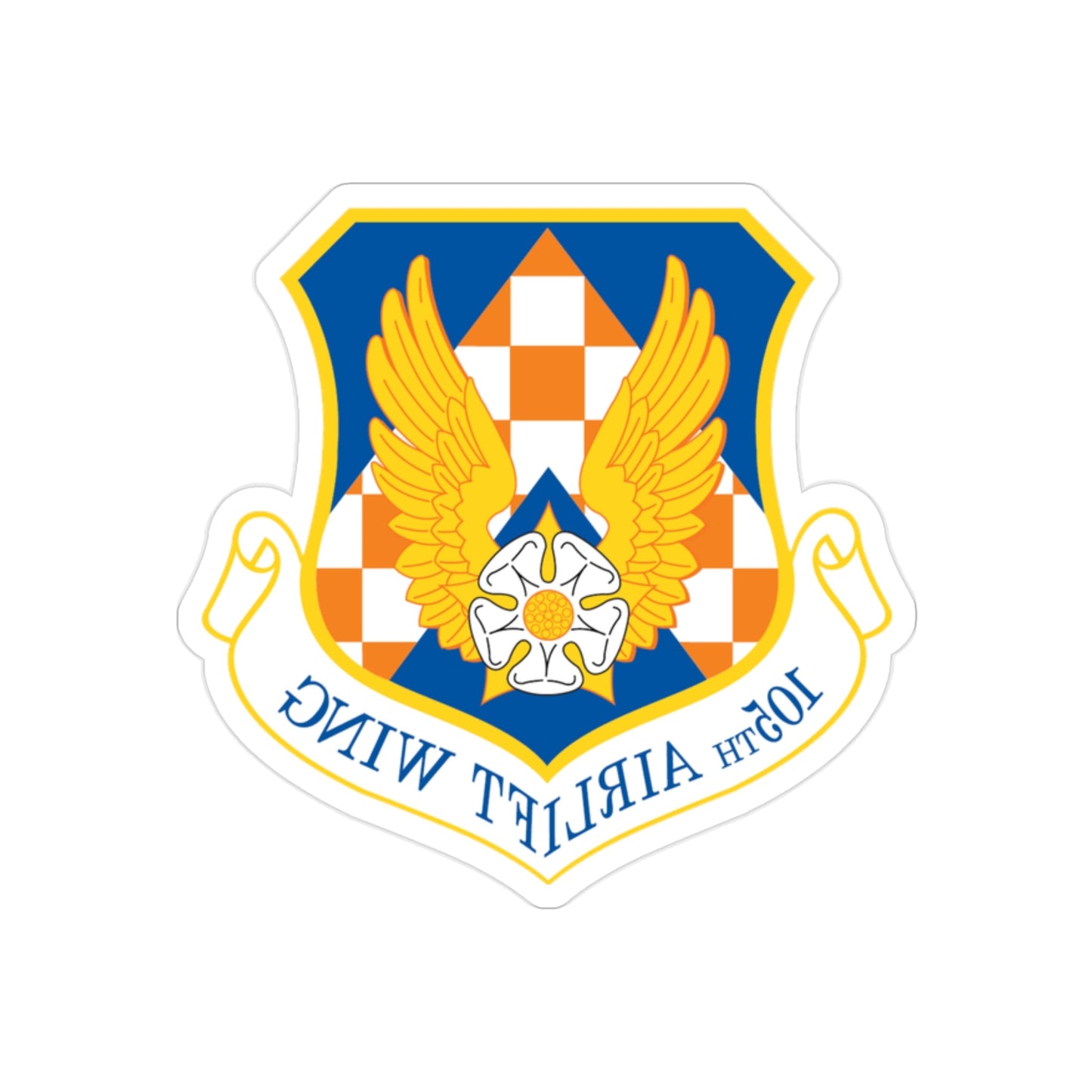 105th Airlift Wing (U.S. Air Force) REVERSE PRINT Transparent STICKER-2" × 2"-The Sticker Space