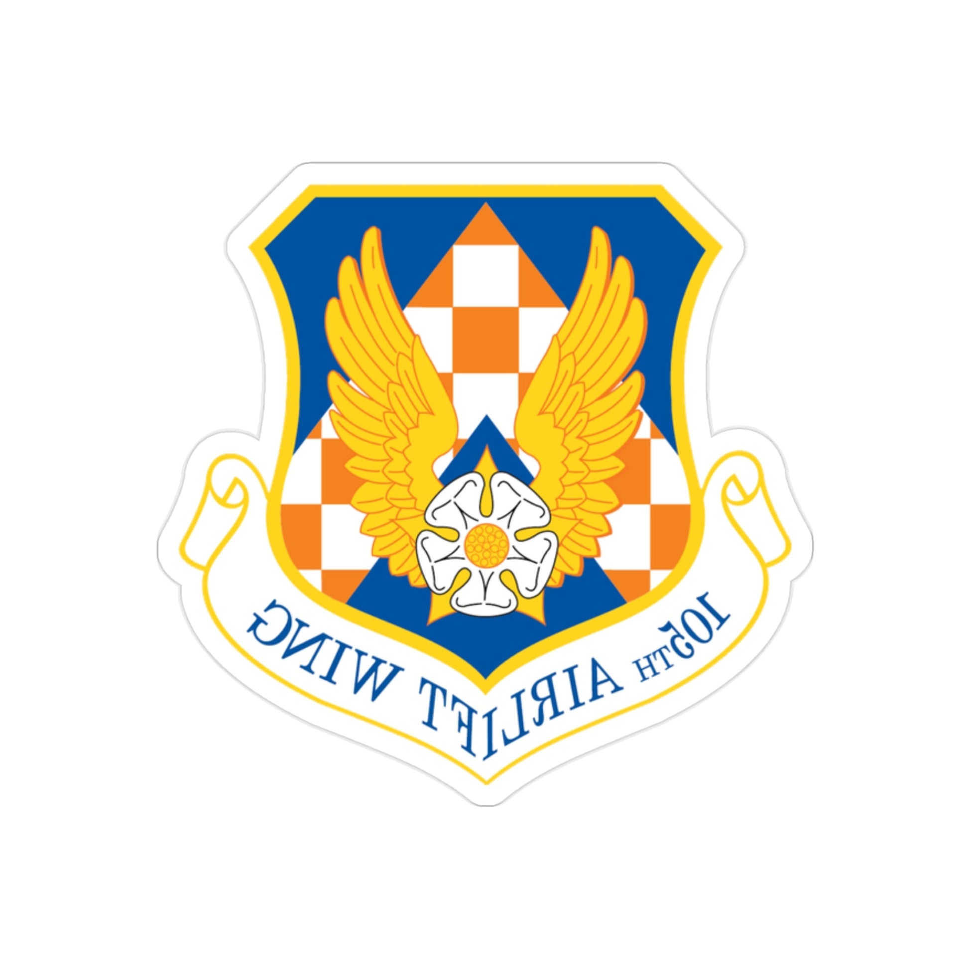 105th Airlift Wing (U.S. Air Force) REVERSE PRINT Transparent STICKER-2" × 2"-The Sticker Space