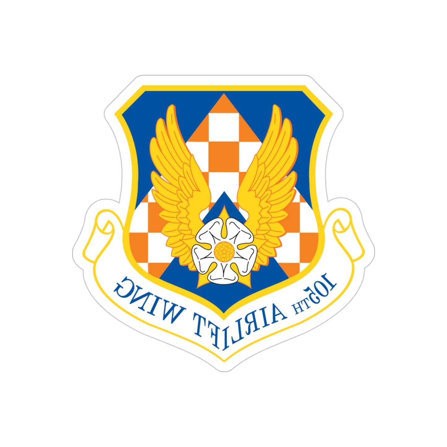 105th Airlift Wing (U.S. Air Force) REVERSE PRINT Transparent STICKER-4" × 4"-The Sticker Space