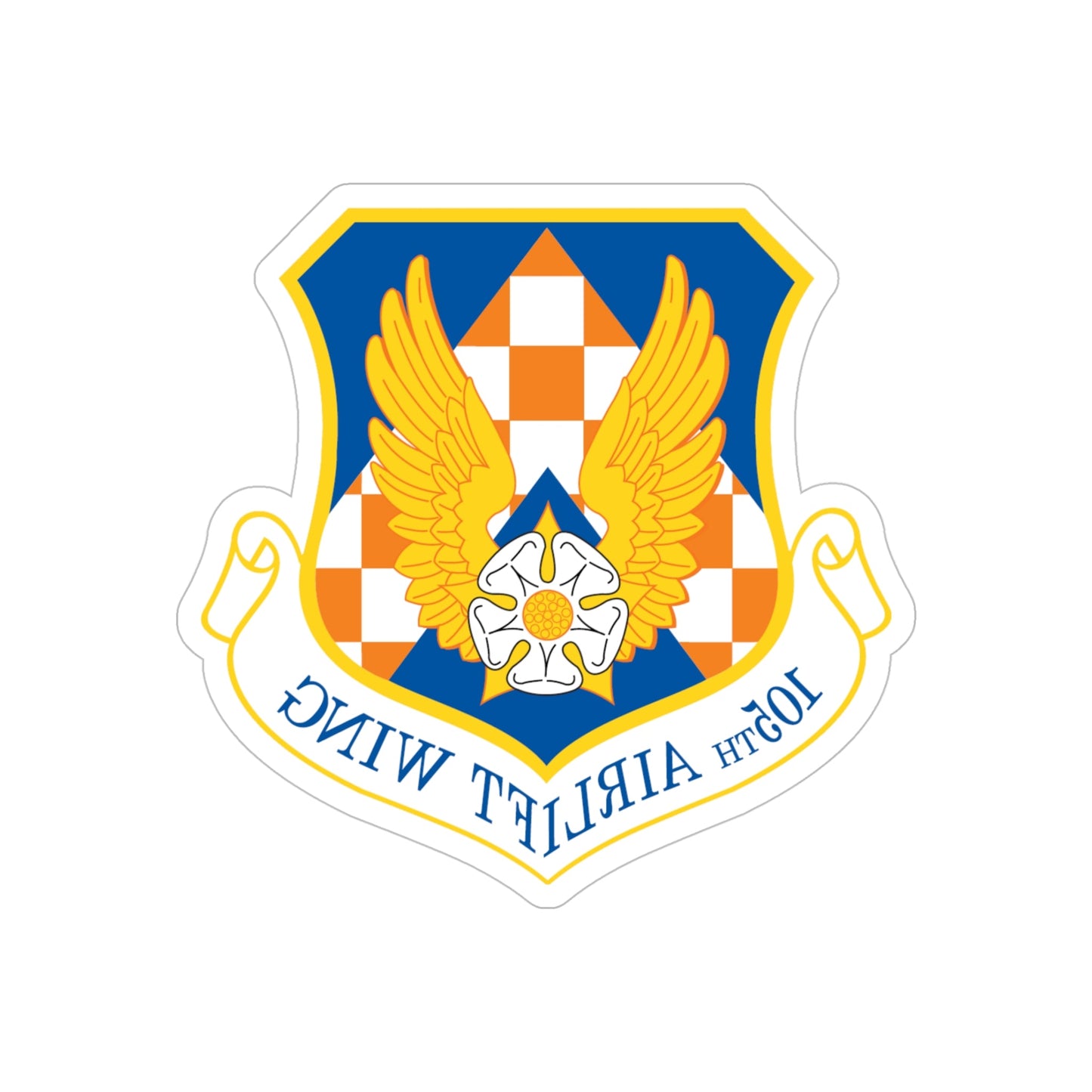 105th Airlift Wing (U.S. Air Force) REVERSE PRINT Transparent STICKER-5" × 5"-The Sticker Space