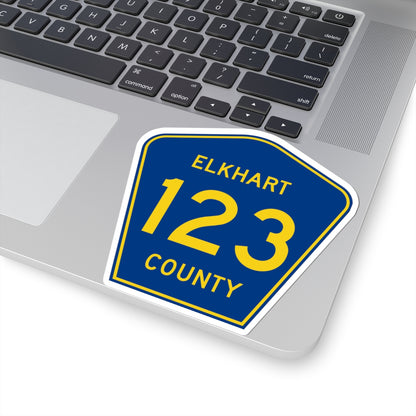 Elkhart County Road 123 IN (Indiana) (Road Sign) STICKER Vinyl Kiss-Cut Decal