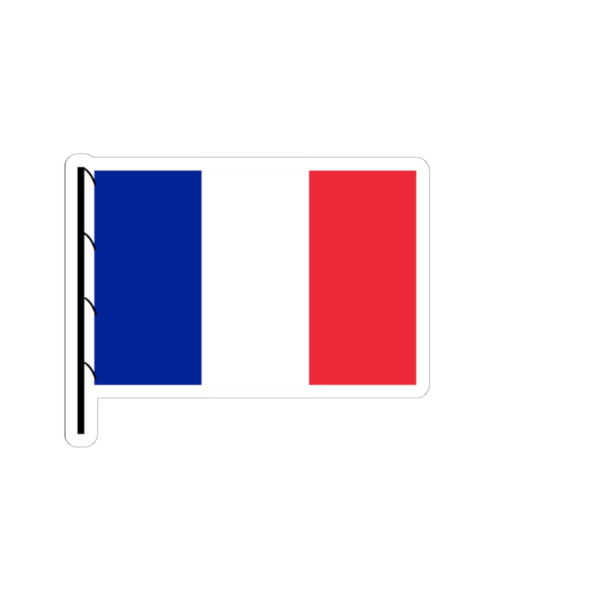 Flag of France on staff hoist left (France) STICKER Vinyl Kiss-Cut Decal