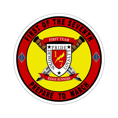 1st Battalion 7th Marines (USMC) STICKER Vinyl Kiss-Cut Decal-3" × 3"-White-The Sticker Space