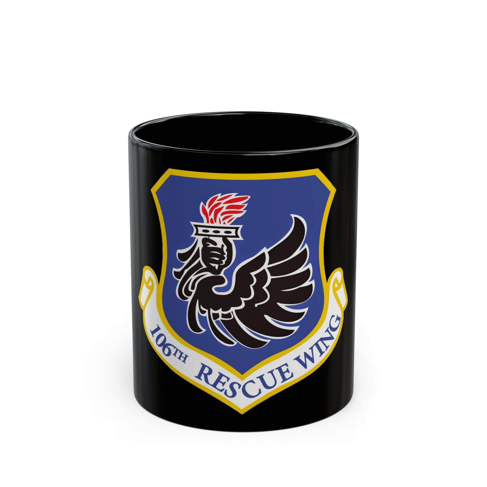 106th Rescue Wing logo 2 (U.S. Air Force) Black Coffee Mug-11oz-The Sticker Space