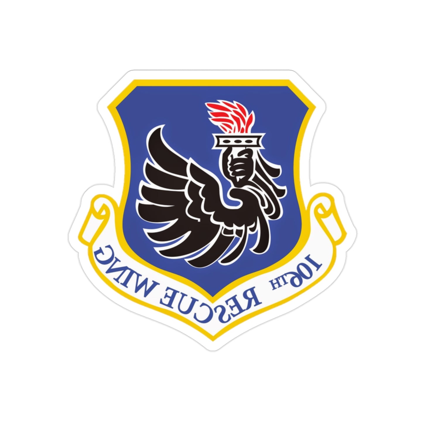 106th Rescue Wing logo 2 (U.S. Air Force) REVERSE PRINT Transparent STICKER-2" × 2"-The Sticker Space