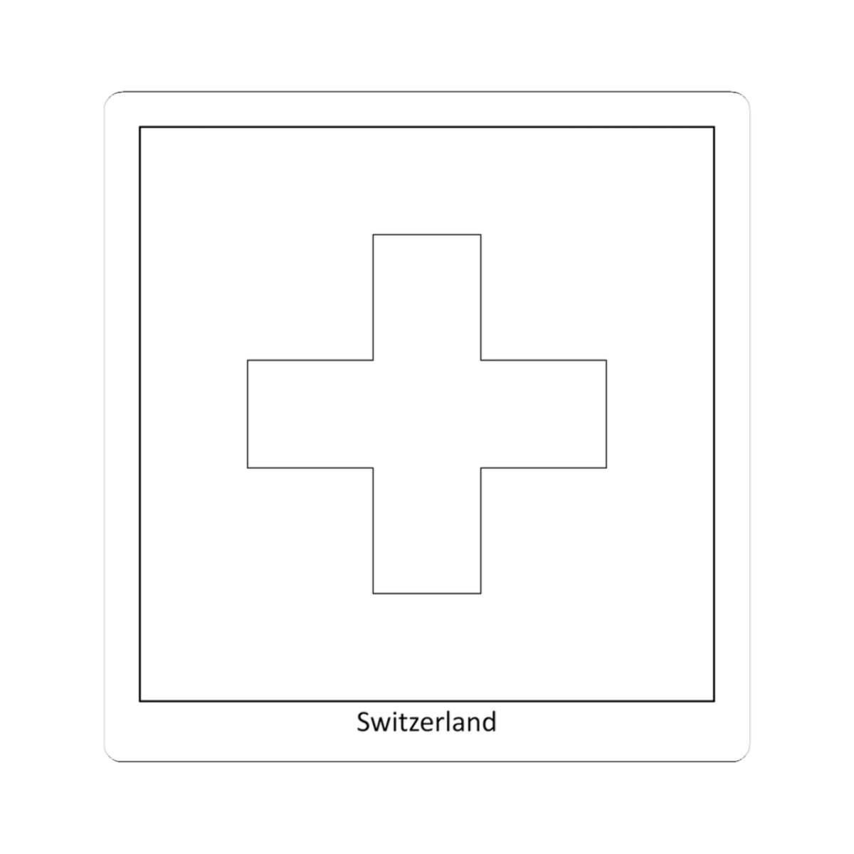 Flag of Switzerland colouring page (Switzerland) STICKER Vinyl Kiss-Cut Decal