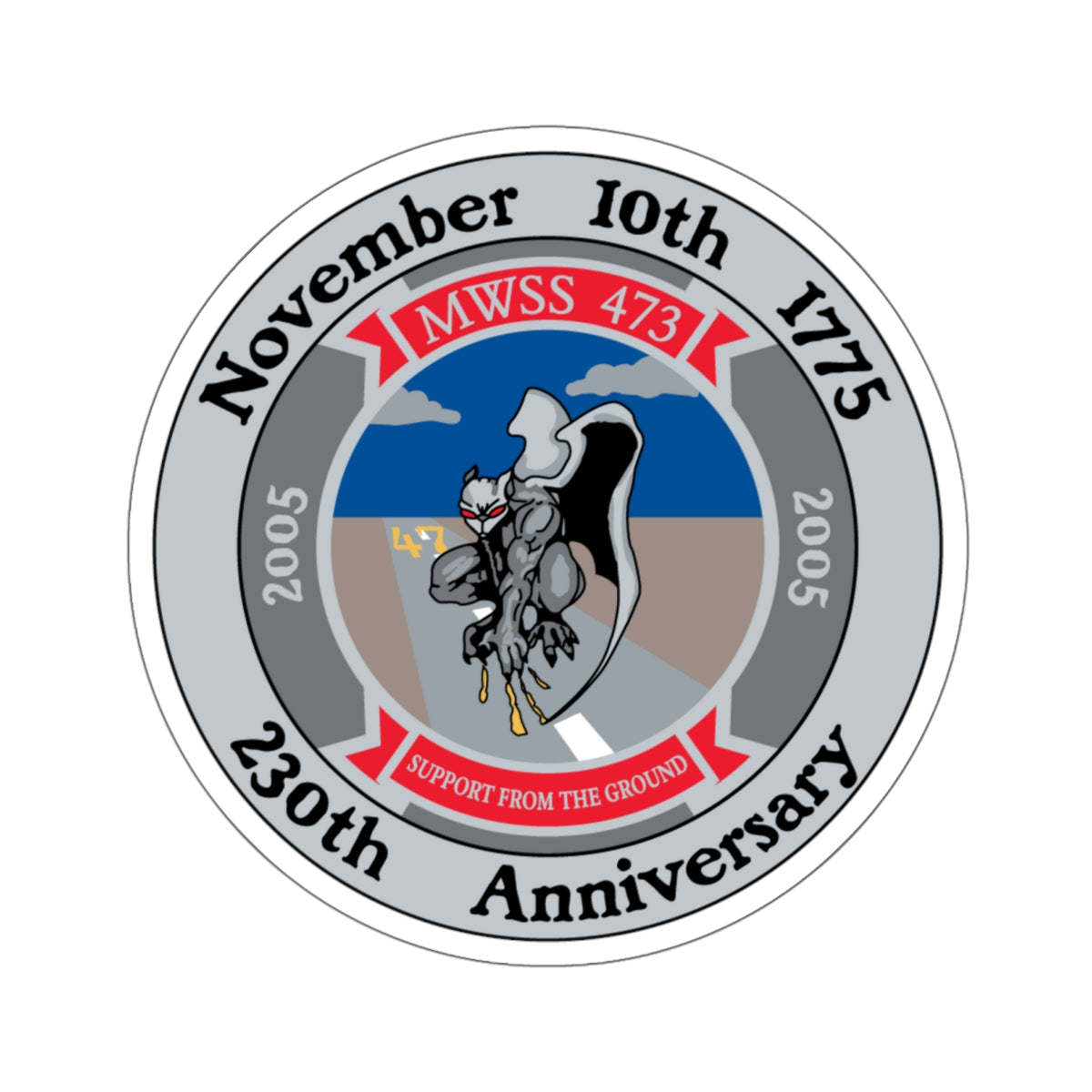 November 10th 1775 230th Anniversary (USMC) STICKER Vinyl Kiss-Cut Decal-6 Inch-White-The Sticker Space