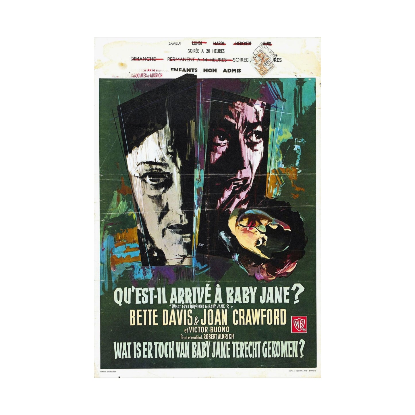 WHAT EVER HAPPENED TO BABY JANE (BELGIAN) 1962 - Paper Movie Poster-The Sticker Space