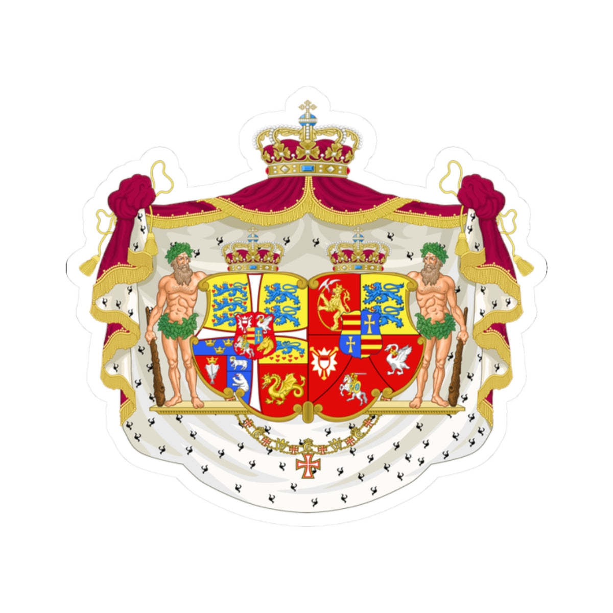 Armoiries de Caroline-Amélie de Schleswig-Holstein reine de Danemark (Denmark) (Coat of Arms) STICKER Vinyl Kiss-Cut Decal