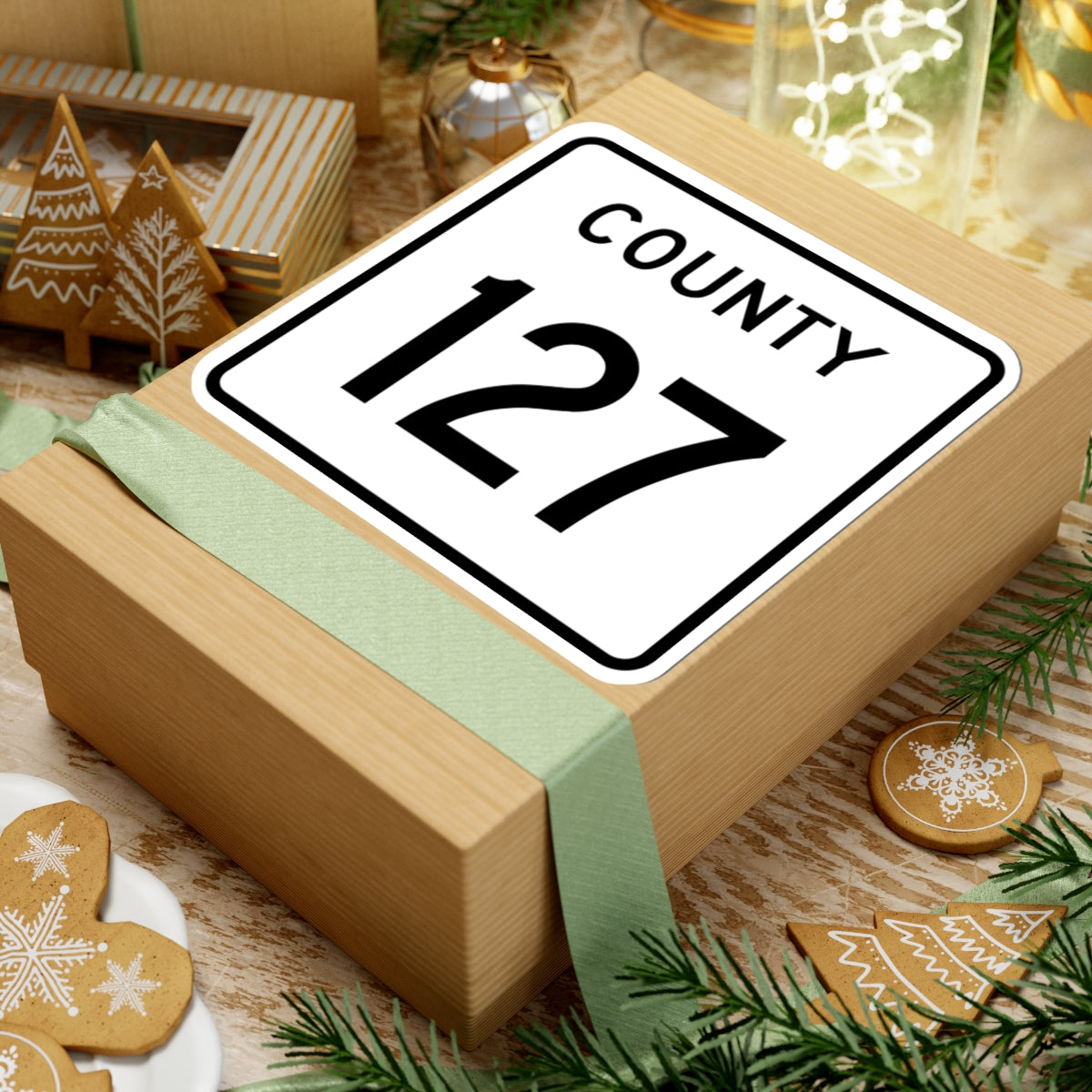 County 127 square (Minnesota) (Road Sign) STICKER Vinyl Kiss-Cut Decal