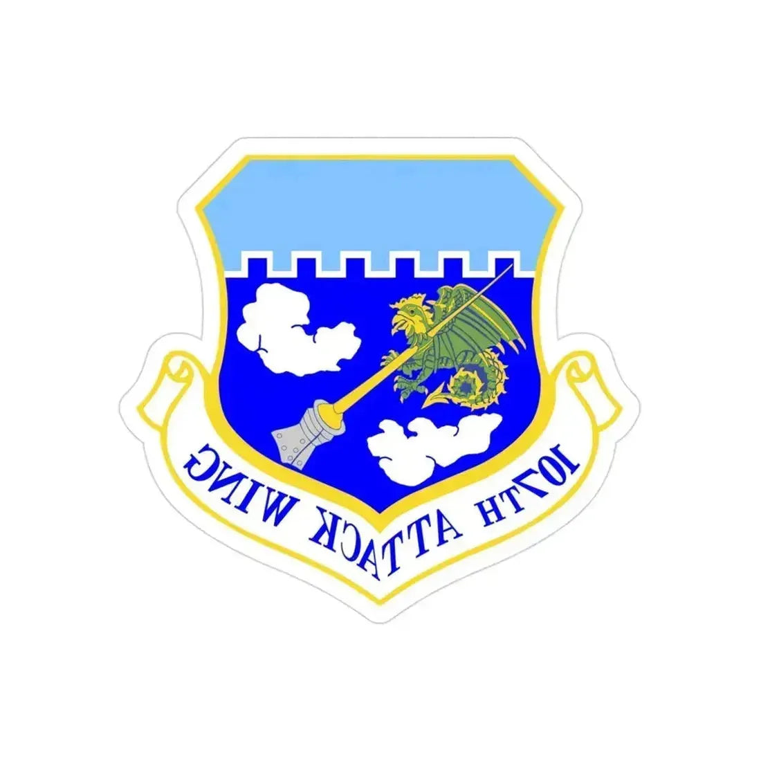 107th Attack Wing (U.S. Air Force) REVERSE PRINT Transparent Die-Cut STICKER 3 Inch Die-Cut Transparent - The Sticker Space
