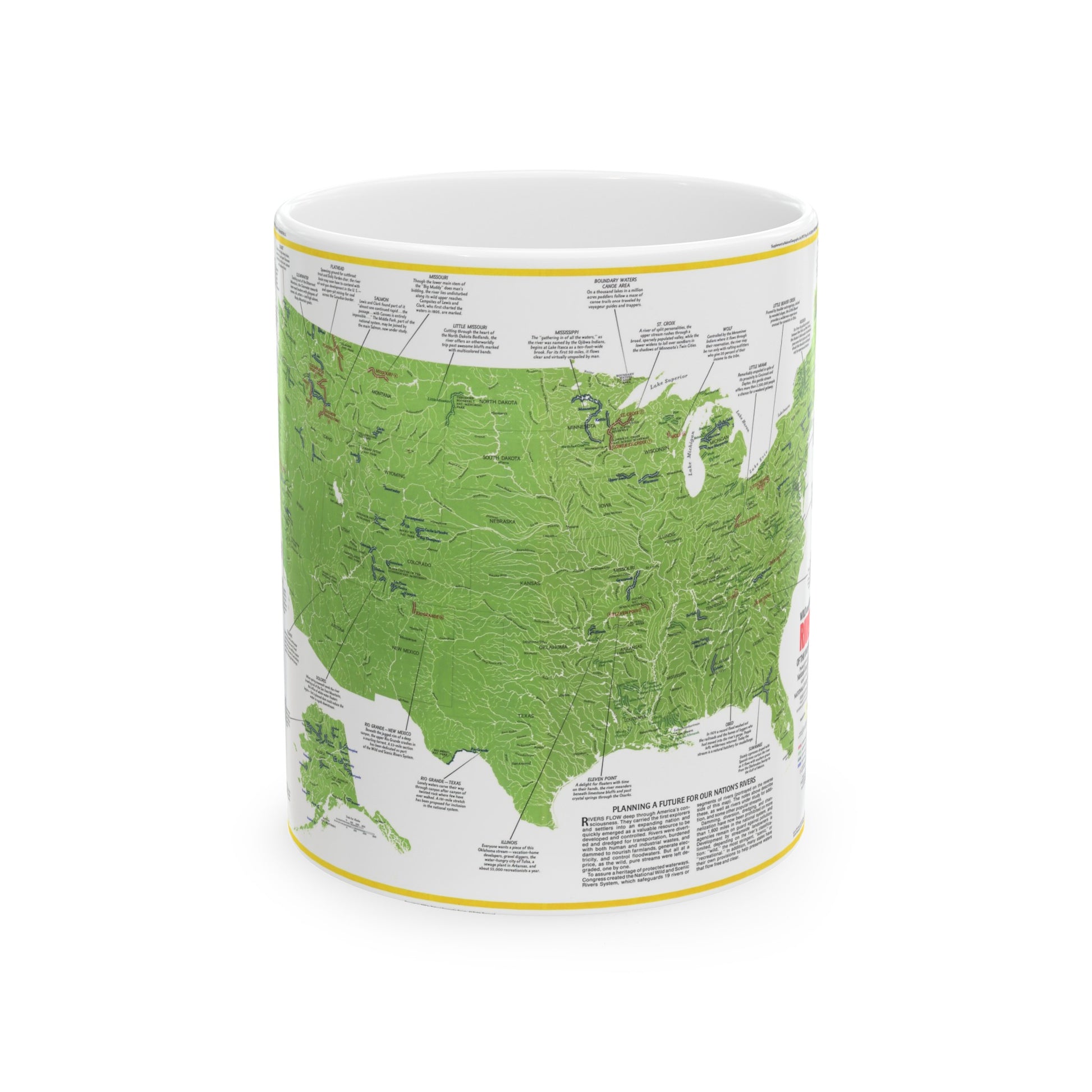 USA - Wild and Scenic Rivers 1 (1977) (Map) White Coffee Mug-11oz-The Sticker Space