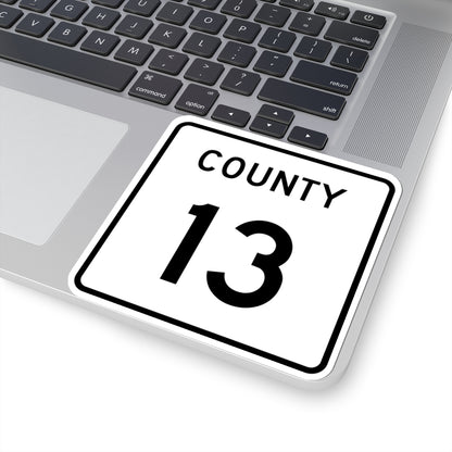 County 13 square (Minnesota) (Road Sign) STICKER Vinyl Kiss-Cut Decal