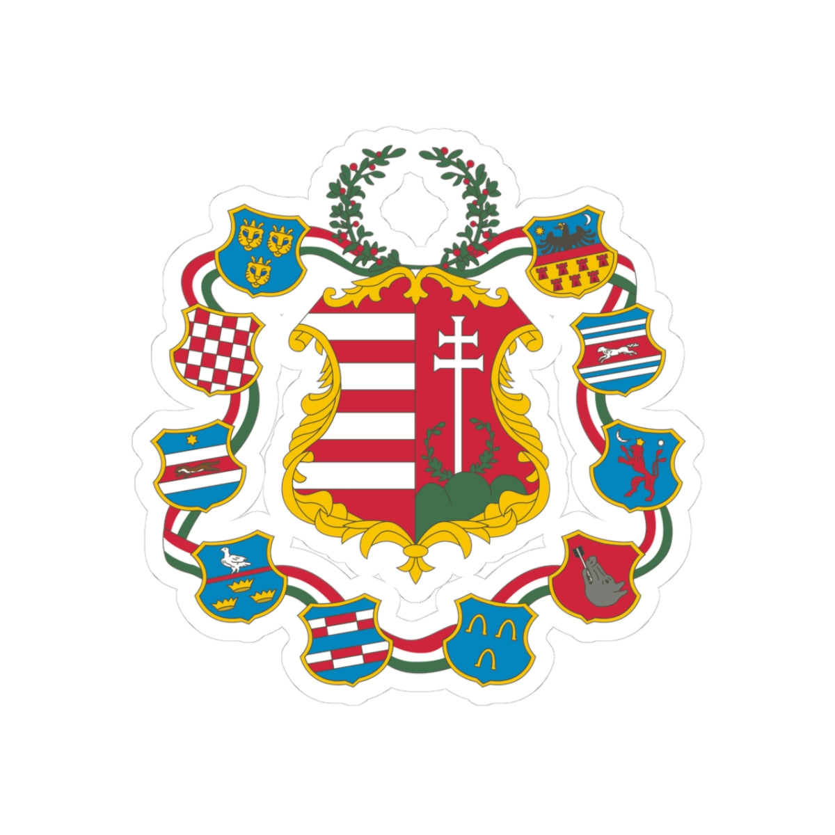 Great coat of arms of Hungary (1849) - STICKER Vinyl Kiss-Cut Decal