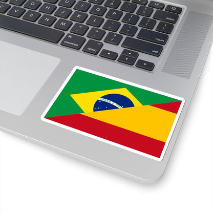 Flag of Brazil and Spain (Spain) STICKER Vinyl Kiss-Cut Decal