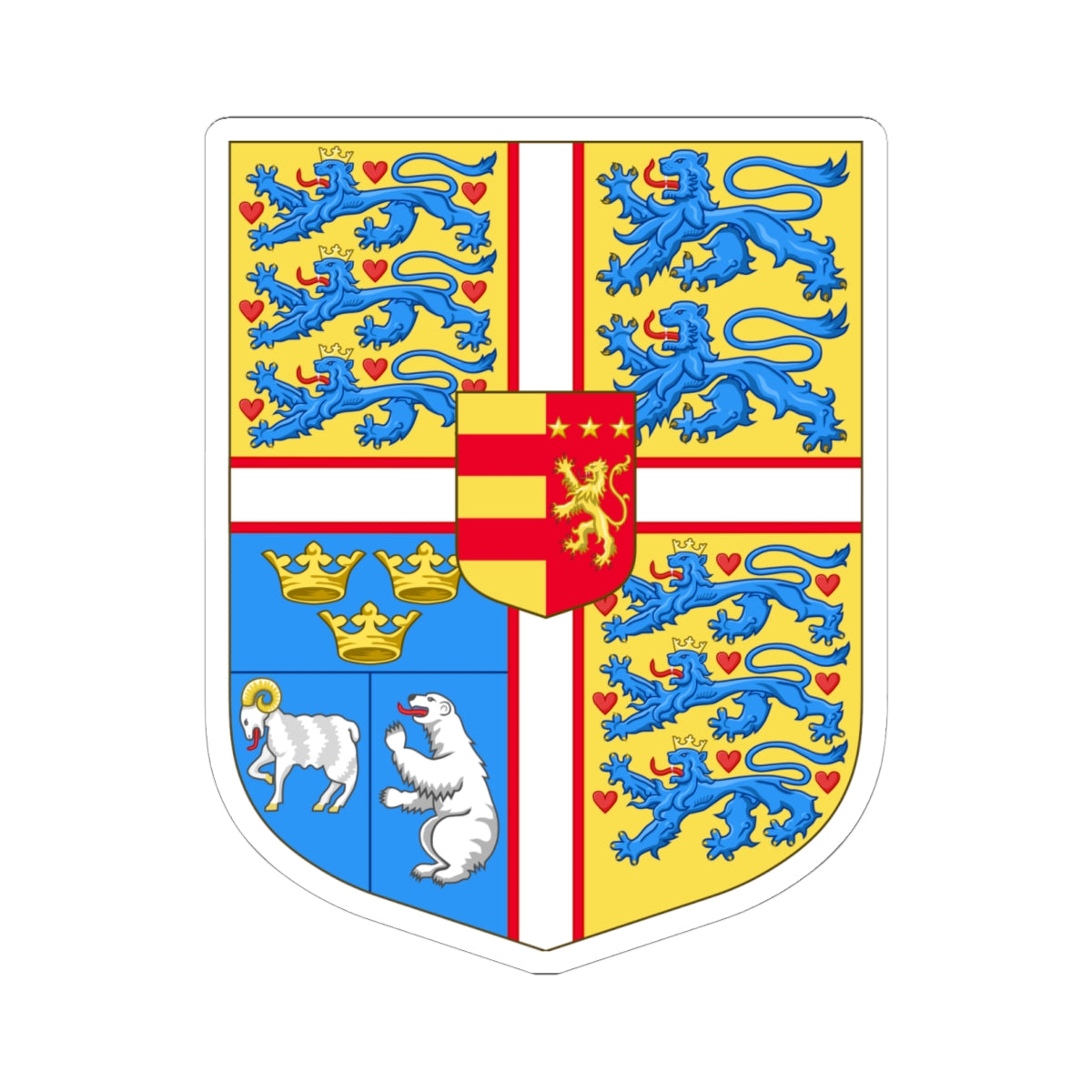 Arms of Joachim Prince of Denmark (Denmark) (Coat of Arms) STICKER Vinyl Kiss-Cut Decal