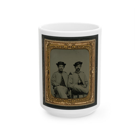 Private William Liming Of Co. B, 21st U.S. Veteran Reserve Corps Infantry Regiment, And Unidentified Soldier In Same Uniform (U.S. Civil War) White Coffee Mug