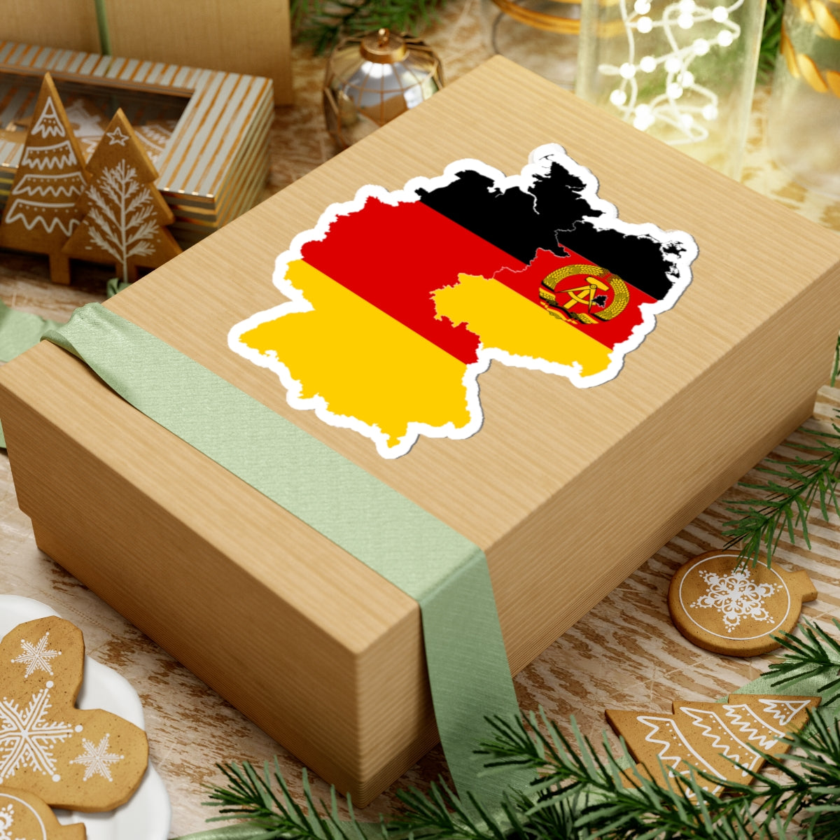 Flag-map of East  West Germany (Germany) STICKER Vinyl Kiss-Cut Decal