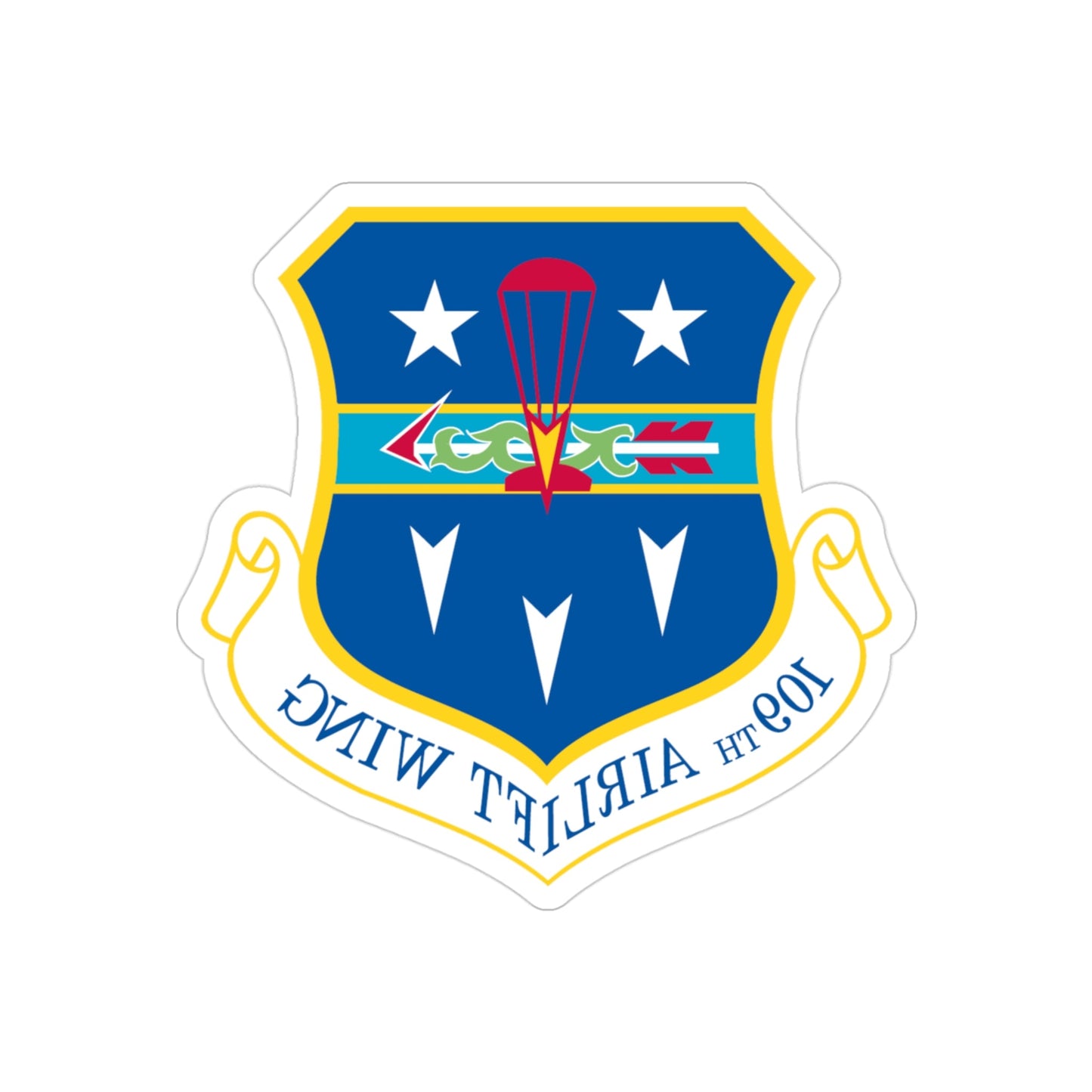 109th Airlift Wing (U.S. Air Force) REVERSE PRINT Transparent STICKER-3" × 3"-The Sticker Space