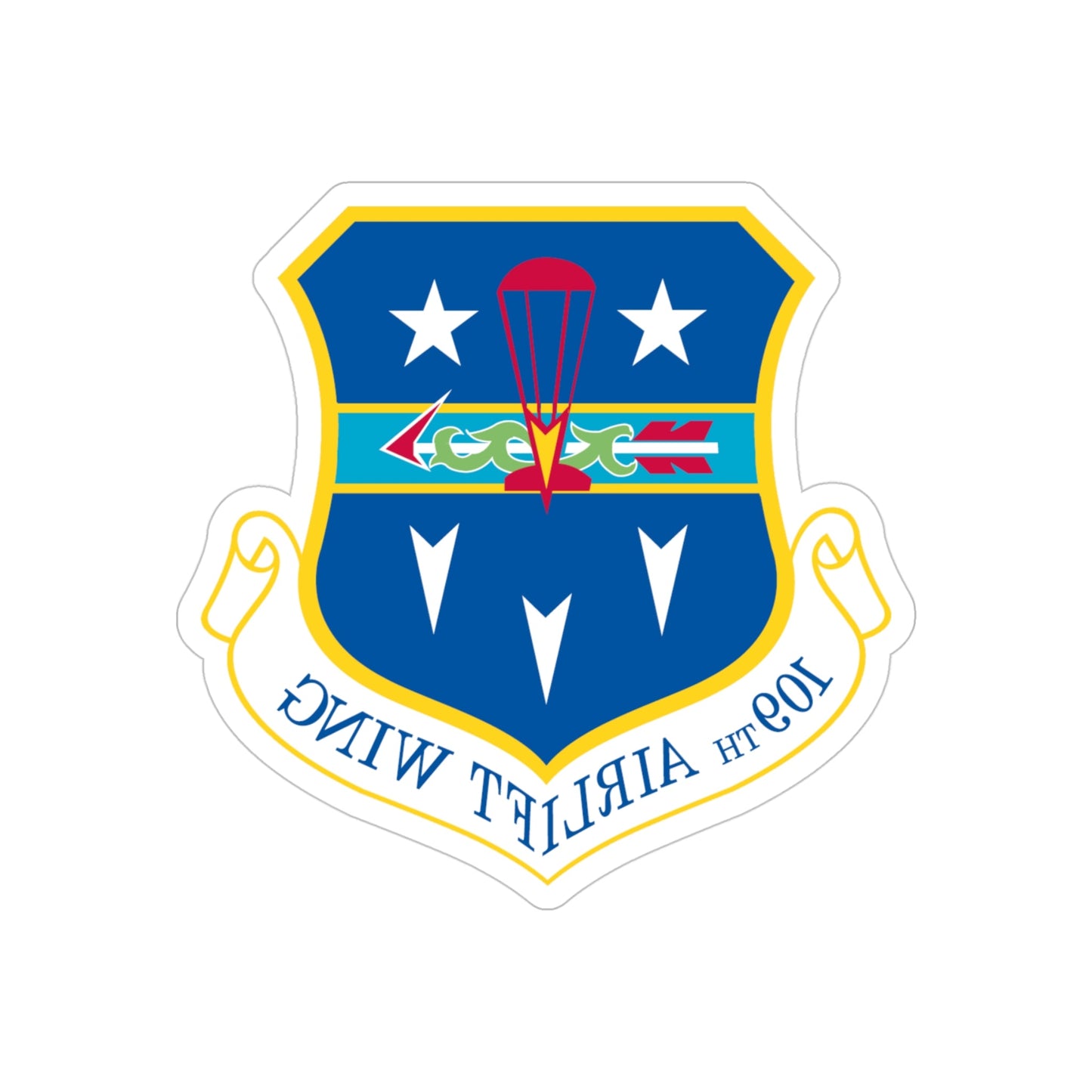 109th Airlift Wing (U.S. Air Force) REVERSE PRINT Transparent STICKER-4" × 4"-The Sticker Space