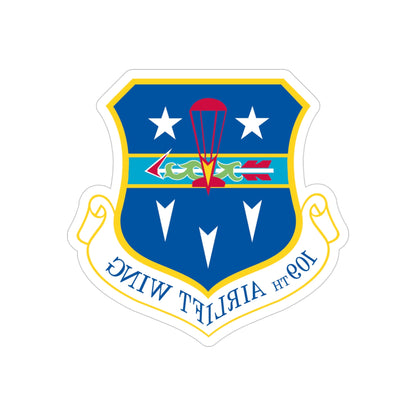 109th Airlift Wing (U.S. Air Force) REVERSE PRINT Transparent STICKER-4" × 4"-The Sticker Space